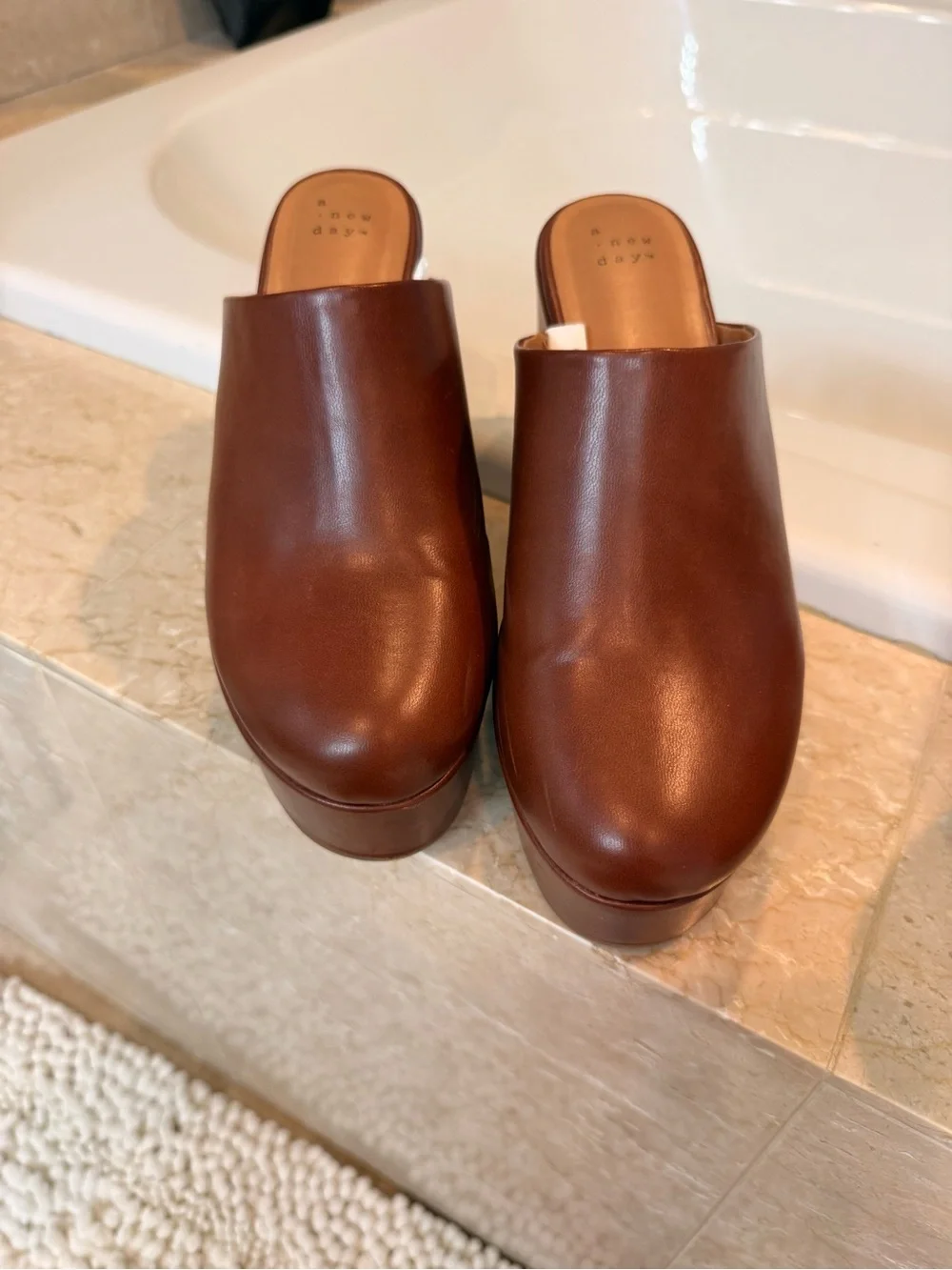 a new day Brown Platform Mule Clogs